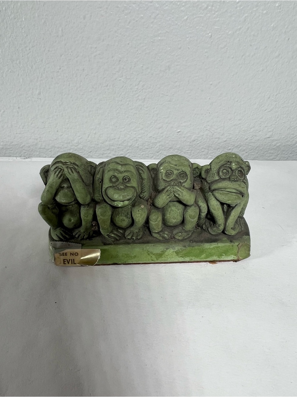 1968 Calthemes See No Evil Green Monkey Figurine